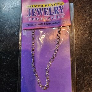 Silver Plated Oval Rolo Chain Necklace
